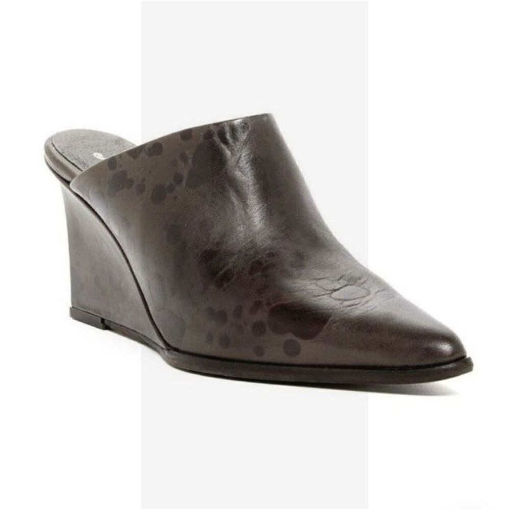 Free People Galactica Mules Point Toe Western Boho Leather Wedge Size 39 Brown